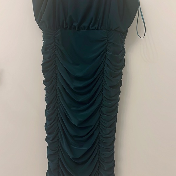Forest Green Ruched Dress - Picture 10 of 15